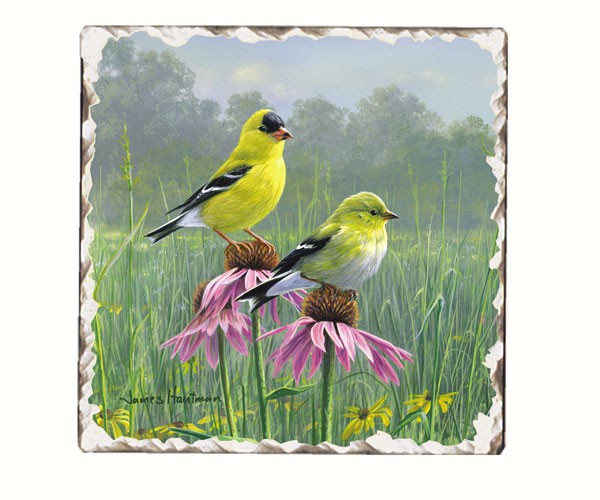 Goldfinches Number 2 Single Tumbled Tile Coaster