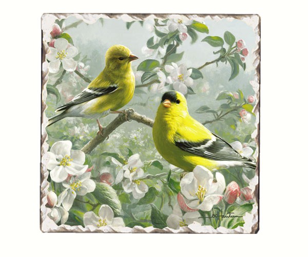 Goldfinches Number 1 Single Tumbled Tile Coaster