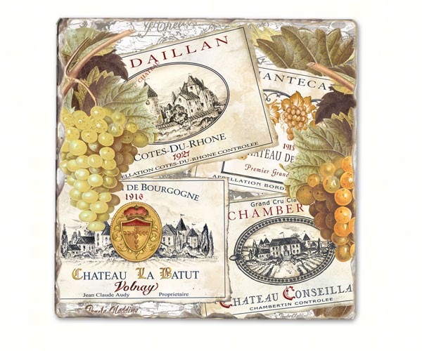 Wine Labels Single Tumbled Tile Coaster