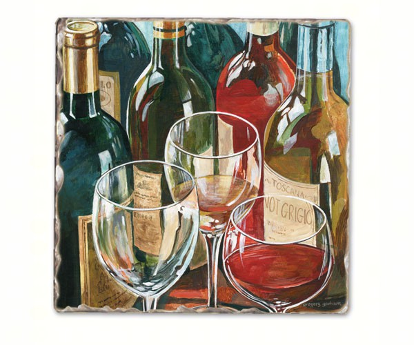 Wine Reflections Single Tumbled Tile Coaster