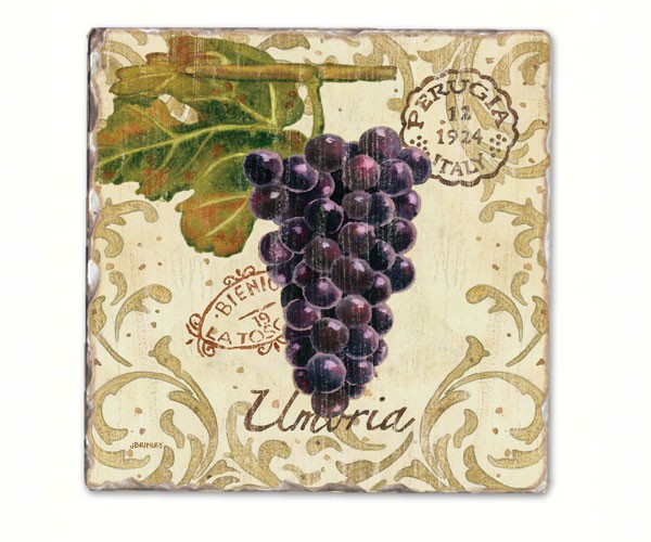 Vista Grapes Single Tumbled Tile Coaster