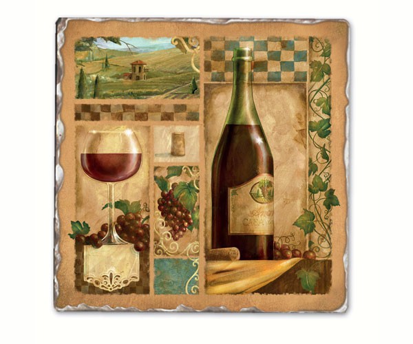 Italian Wine Red Single Tumbled Tile Coaster