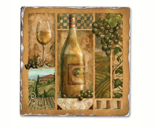 Italian Wine White Single Tumbled Tile Coaster