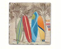 Surf City Single Tumbled Tile Coaster-CART11960