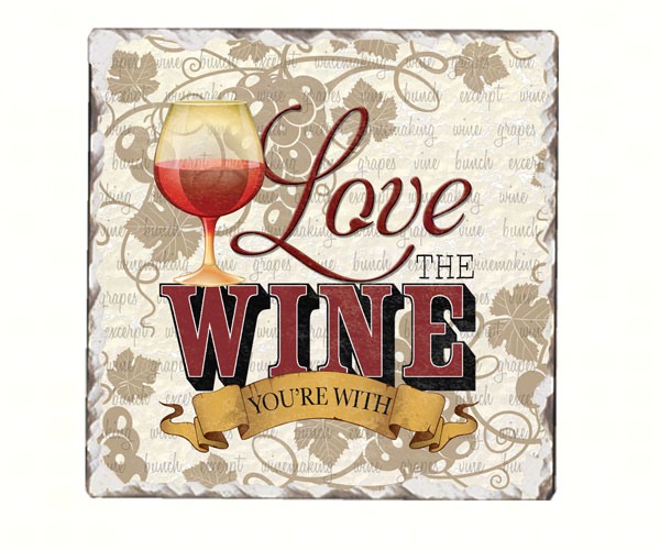 Love the Wine Single Tumbled Tile Coaster