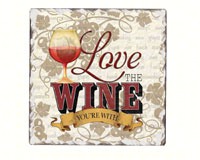 Love the Wine Single Tumbled Tile Coaster-CART67441