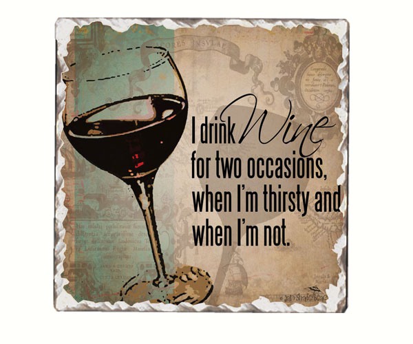 I Drink Wine Single Tumbled Tile Coaster