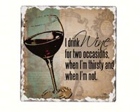I Drink Wine Single Tumbled Tile Coaster-CART67477