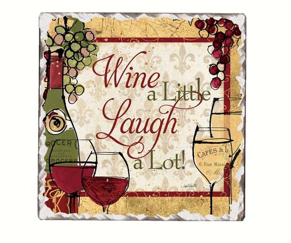 Wine a Little Single Tumbled Tile Coaster