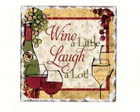 Wine a Little Single Tumbled Tile Coaster-CART67791