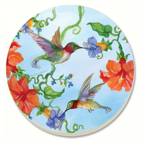 Hummingbirds with Orange Flowers Coasters Set of 4
