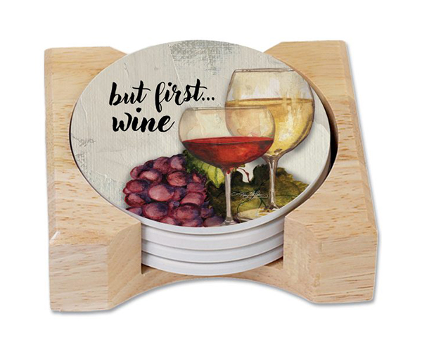 Wine Time Stone Coaster Gift Set