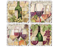 Wine Country 4 pk Assortment Coasters-CART88516