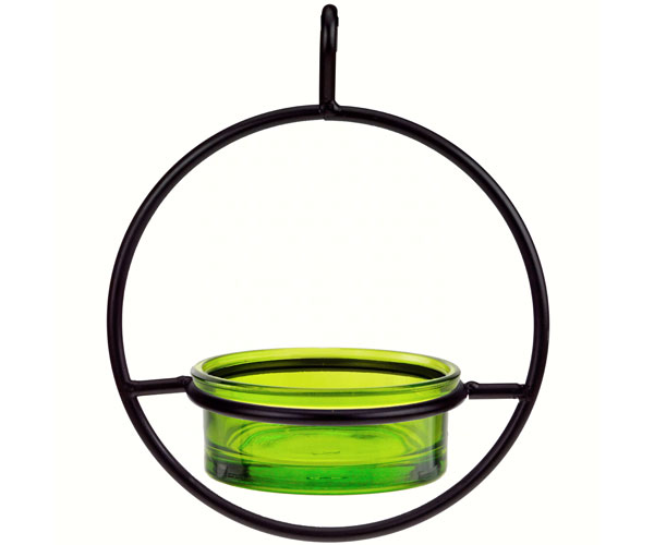 Recycled Glass 7.25 Inch Lime Hanging Sphere Feeder