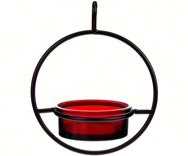 Recycled Glass 7.25 Inch Red Sphere Hanger Feeder