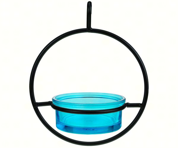 Recycled Glass 7.25 Inch Aqua Sphere Hanger Feeder