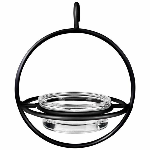 Recycled Glass 7.25 Inch Black Hanging Sphere Feeder with Perch
