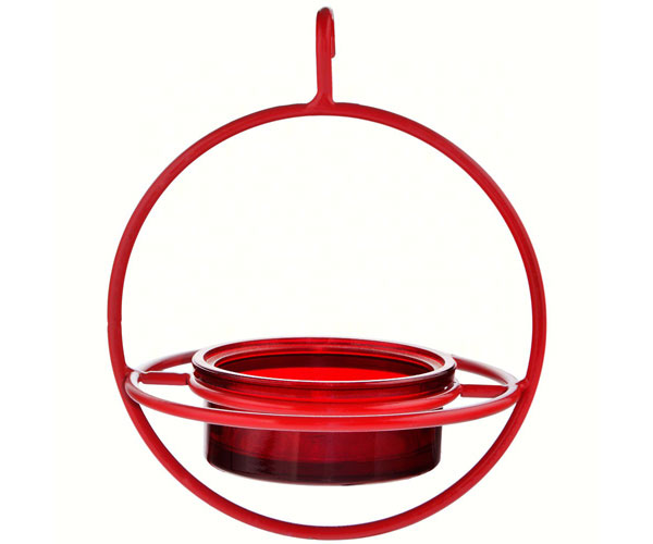 Recycled Glass 7.25 Inch Red Hanging Sphere Feeder with Perch