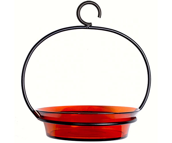 Recycled Glass 9.75 Inch Orange Cuban Bowl Bird Bath or Feeder