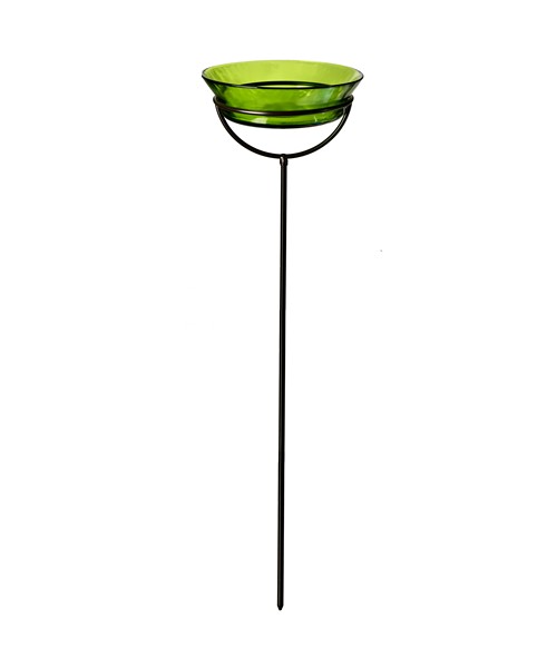 Recycled Glass 7 Inches x 37 Inches Lime Cuban Garden Stake Bath or Feeder