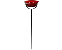 Recycled Glass 7 Inches x 37 Inches Red Cuban Garden Stake Bath or Feeder-COURM42920006