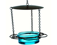 Recycled Glass 6 Inch Aqua Hanging Floral Feeder-COURM44620009