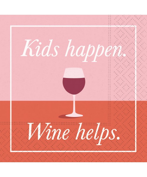 Kids Happen Wine Helps Cocktail Napkin