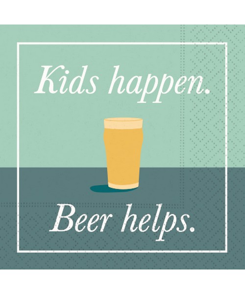Kids Happen Beer Helps Cocktail Napkin