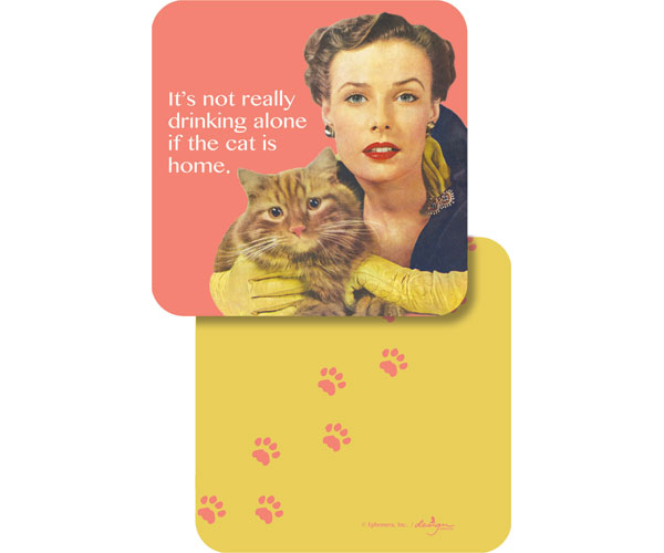 The Cat is Home Paper Coasters
