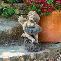 Sitting Cherub with Shell Statue plus freight-DTAL20511