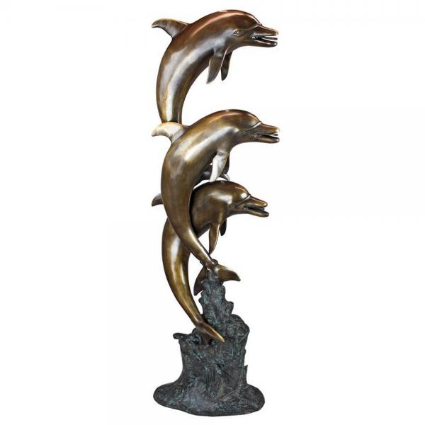 Triple Leap Dolphins Piped Statue plus freight
