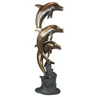 Triple Leap Dolphins Piped Statue plus freight-DTAS23142
