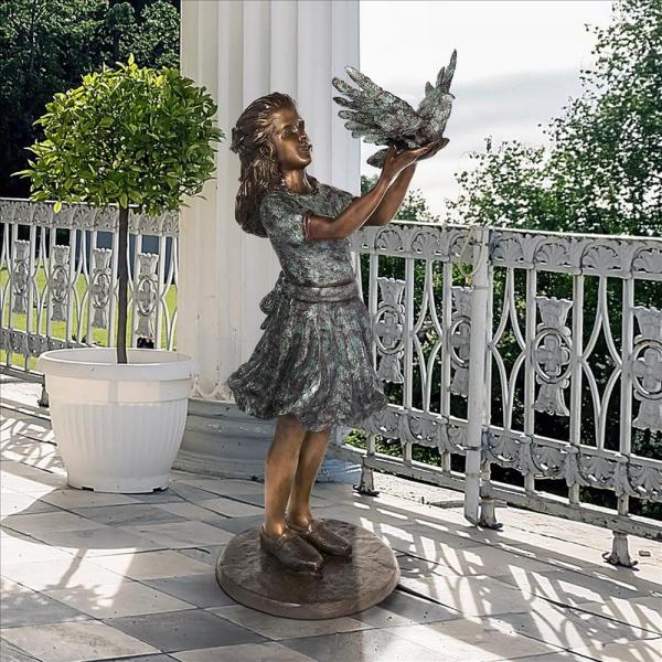 Destiny Dove of Peace Girl Bronze Statue plus freight