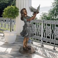 Destiny Dove of Peace Girl Bronze Statue plus freight-DTAS24915