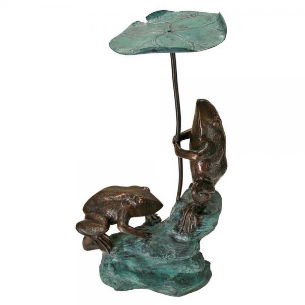 Lily Pad Umbrella Frogs Bronze Statue plus freight