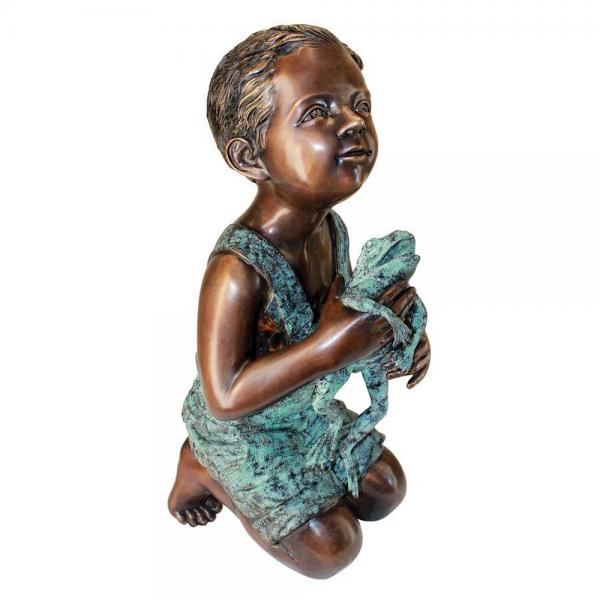 New Friend Boy With Frog Non-Piped Bronze Statue plus freight
