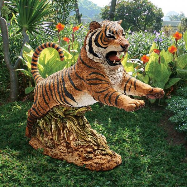 Jungle Cat Leaping Bengal Tiger Statue plus freight