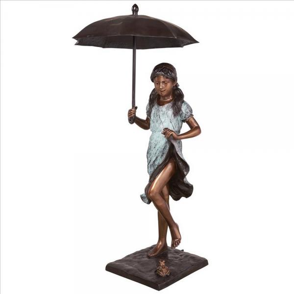Singing In The Rain Umbrella Girl Piped Bronze Statue plus freight