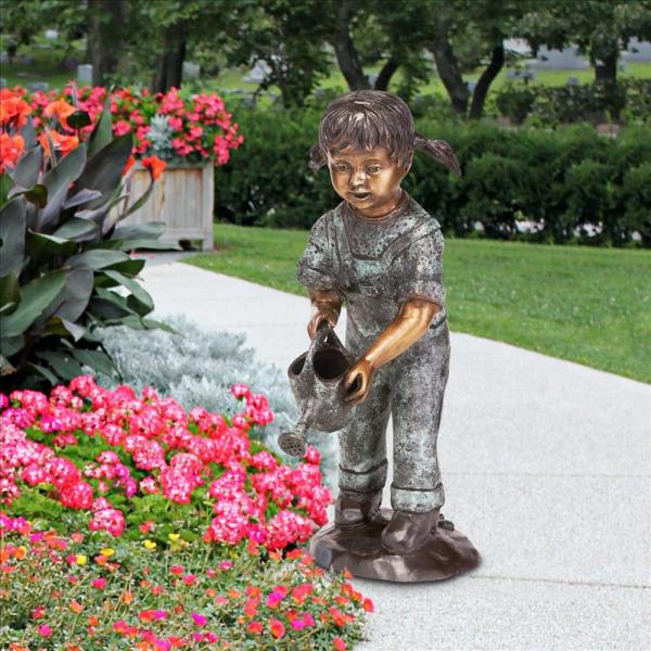 Caitlyn With Watering Can Piped Bronze Statue plus freight