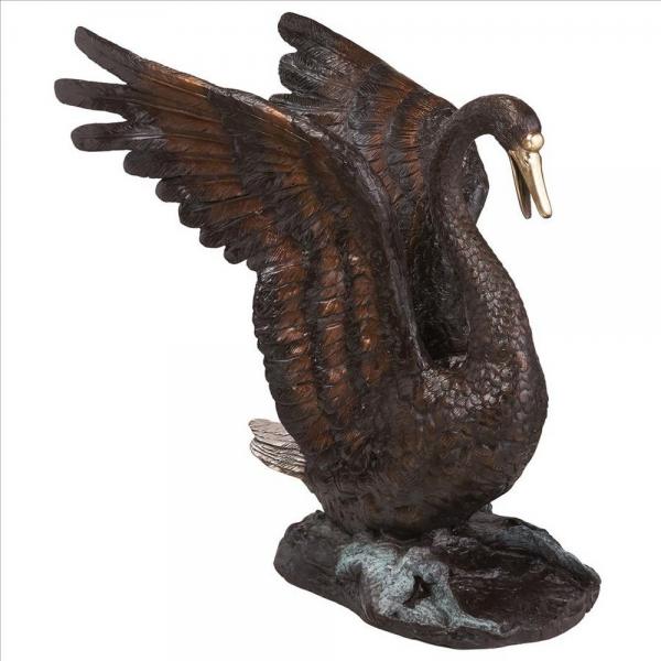 Grace And Beauty Piped Swan Bronze Statue plus freight