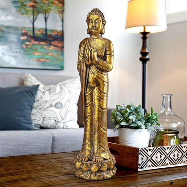 Golden Serenity Standing Buddha Statue plus freight