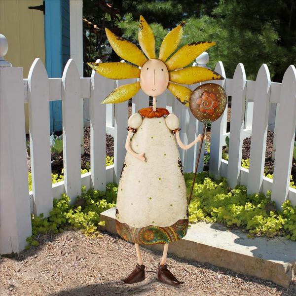 Girl Flower Child Metal Garden Statue plus freight