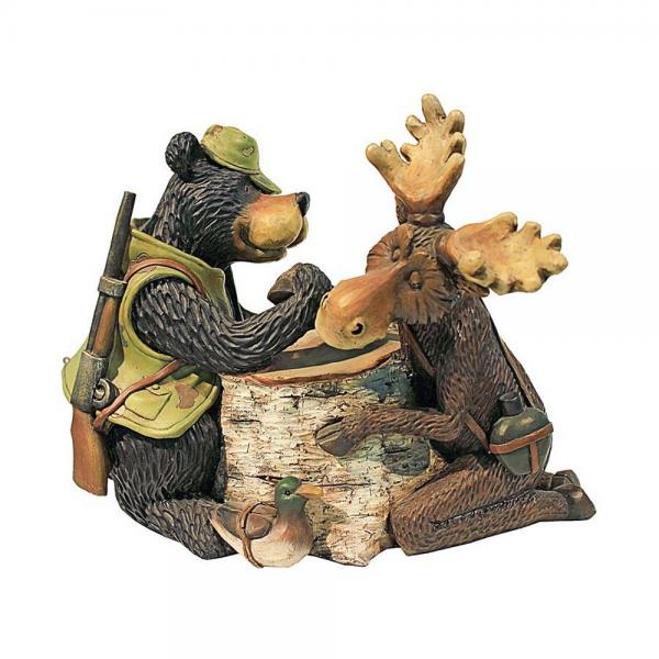 Moose & Black Bear Arm Wrestling Statue plus freight