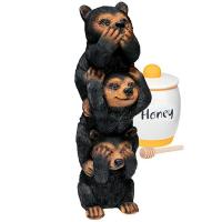 Speak, Hear, See No Evil Stacked Black Bears plus freight-DTHT142927
