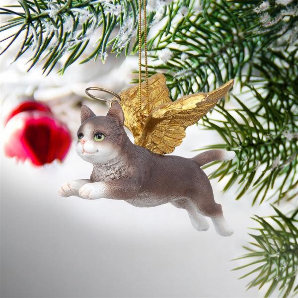 Angel Cat Ornament-Grey Tabby plus freight