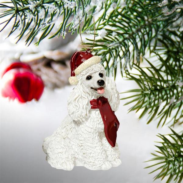 White Poodle Ornament plus freight