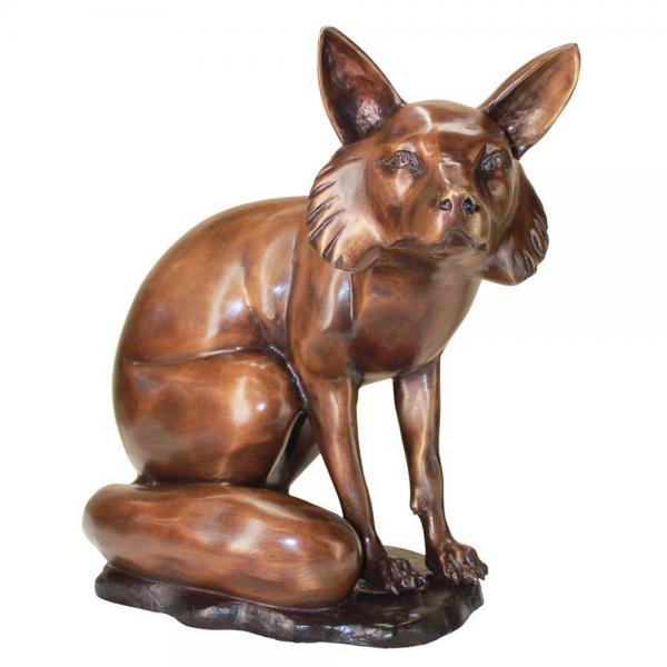 The Observant Sitting Fox Bronze Statue plus freight