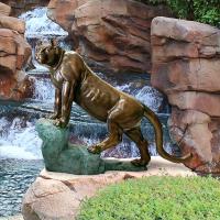 Cougar On A Rock Bronze Statue plus freight-DTKW28995