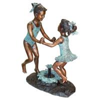 Dancing Splash Girls Bronze Statue plus freight-DTKW29368