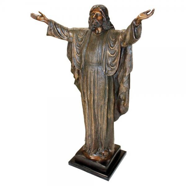 Jesus Christ Arms Raised Bronze Statue plus freight